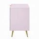 Tyra Nightstand Geometric 2 Drawers Gold Metal Legs 25’’ Pink Wood BM324684