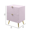 Tyra Nightstand Geometric 2 Drawers Gold Metal Legs 25’’ Pink Wood BM324684
