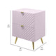 Tyra Nightstand Geometric 2 Drawers Gold Metal Legs 25’’ Pink Wood BM324684
