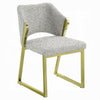 Side Dining Chair, Gold Stainless Steel, Gray Soft Teddy Sherpa