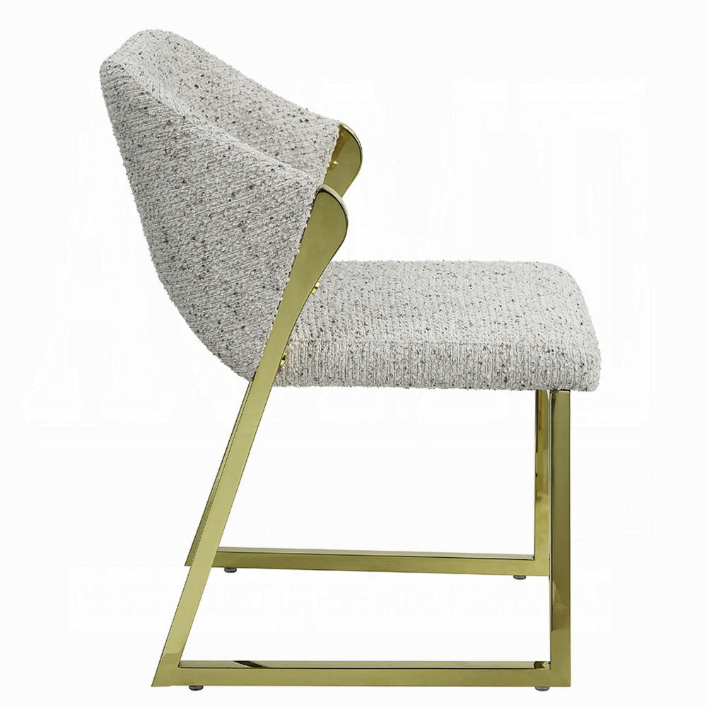 Side Dining Chair Gold Stainless Steel Gray Soft Teddy Sherpa BM324685