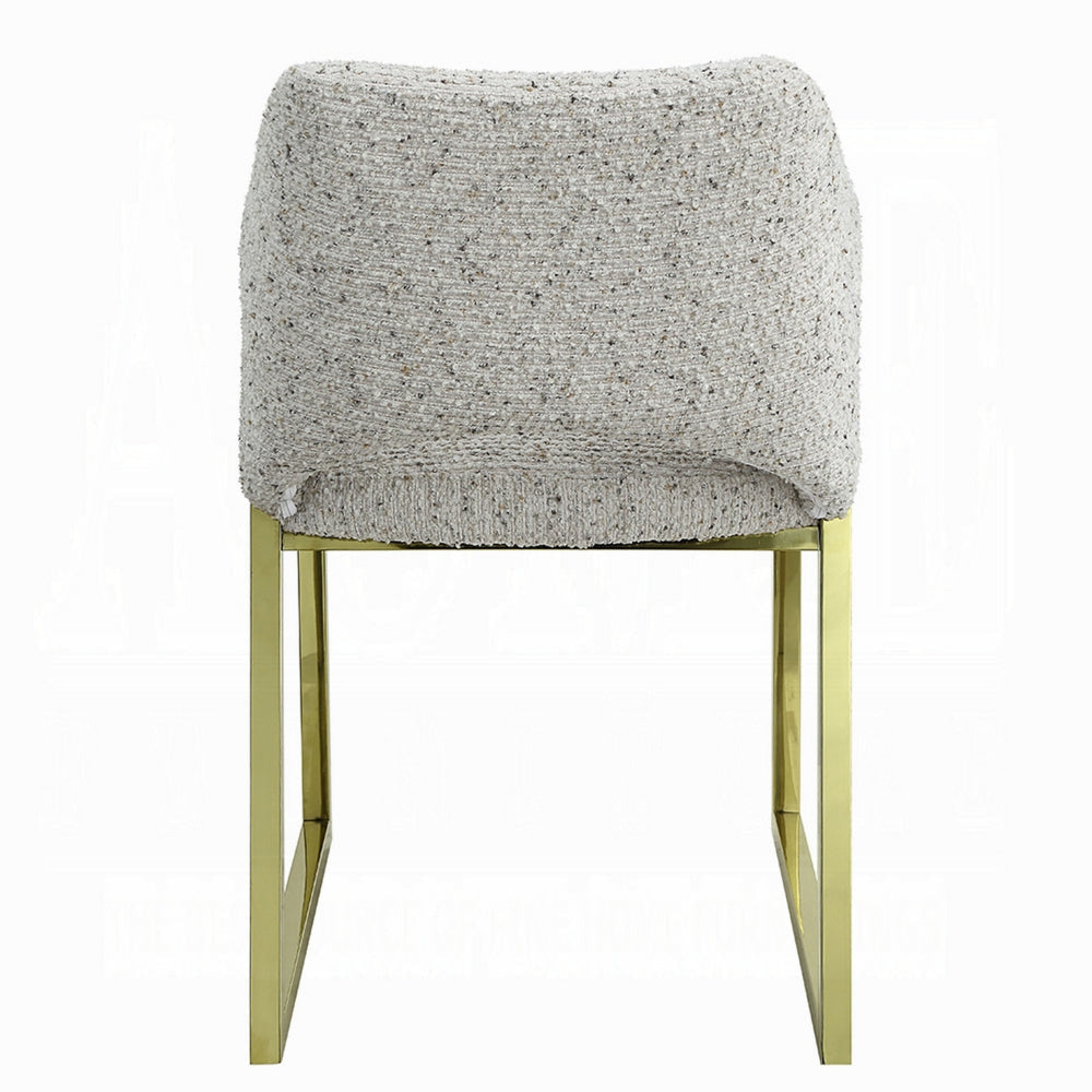 Side Dining Chair Gold Stainless Steel Gray Soft Teddy Sherpa BM324685