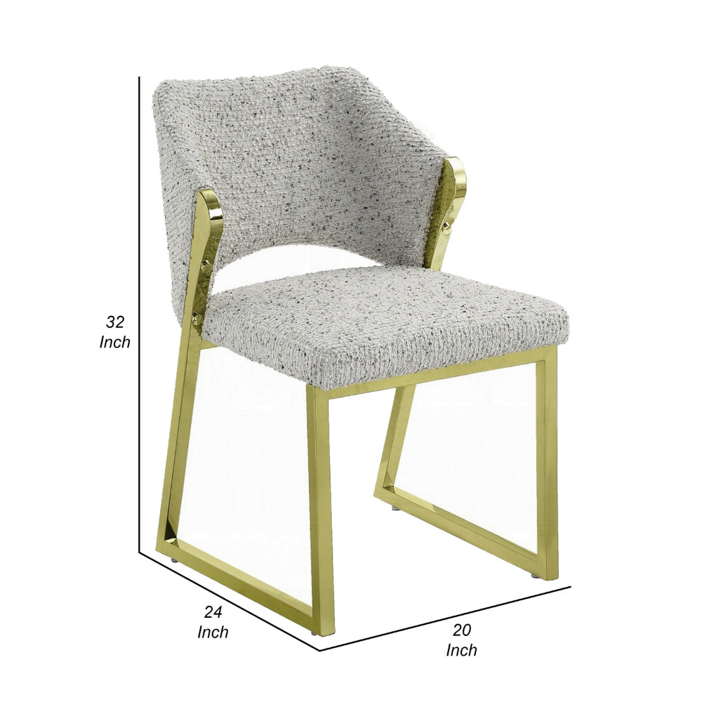 Side Dining Chair Gold Stainless Steel Gray Soft Teddy Sherpa BM324685