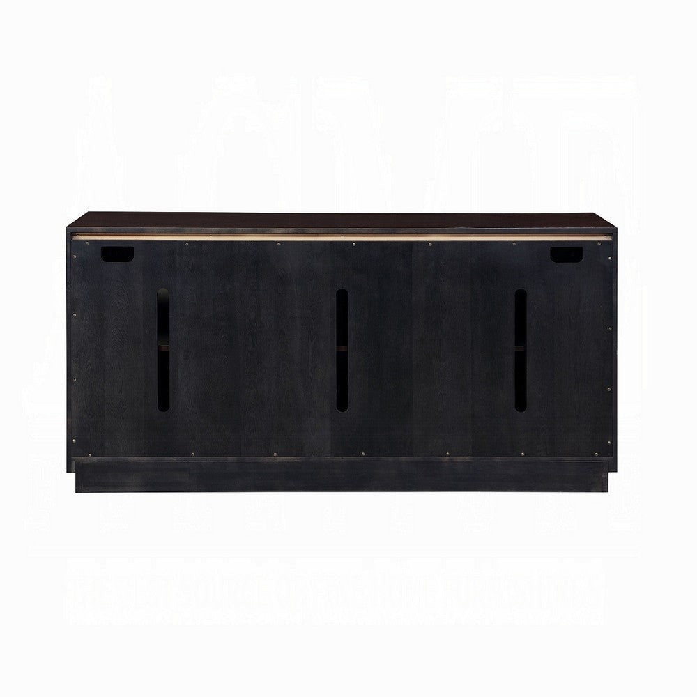Sideboard Console Cabinet Silver Metal Touch Open Door 68 Inch Brown BM324686