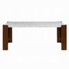 Dining Table 72 Inch White Rectangular Faux Marble Top Brown Wood BM324688