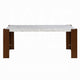 Dining Table 72 Inch White Rectangular Faux Marble Top Brown Wood BM324688