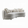 105" Curve Sofa with 6 Feather Accent Pillows, Beige Boucle