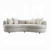 105’’ Curve Sofa with 6 Feather Accent Pillows Beige Boucle BM324689