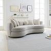 105" Curve Sofa with 6 Feather Accent Pillows, Beige Boucle