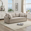 Leif Sofa with Full Size Pull Out Sleeper Bed, 87" Wood, Beige Fabric