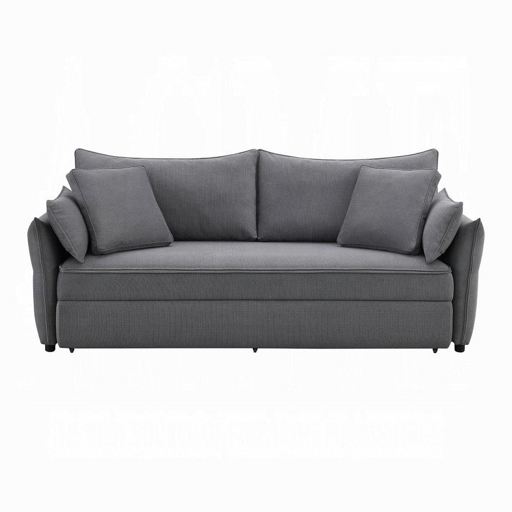 Leif Sofa with Full Size Pull Out Sleeper Bed 87’’ Wood Gray Fabric BM324691