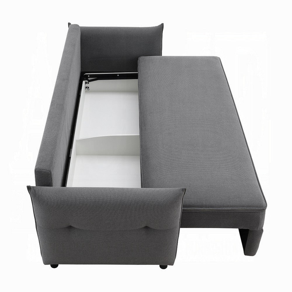 Leif Sofa with Full Size Pull Out Sleeper Bed 87’’ Wood Gray Fabric BM324691