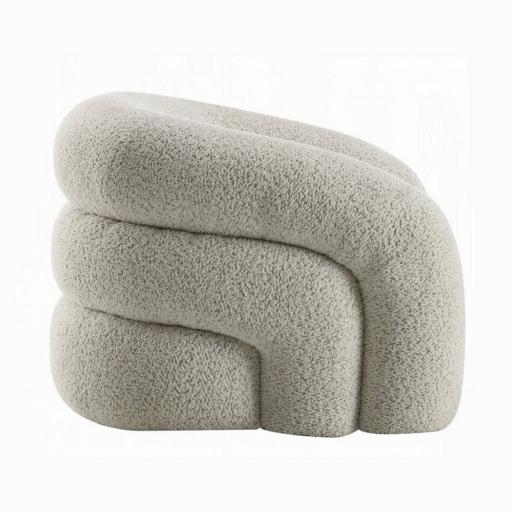 Swivel Accent Chair Cloudlike Curved Design Metal Base Gray Boucle BM324692