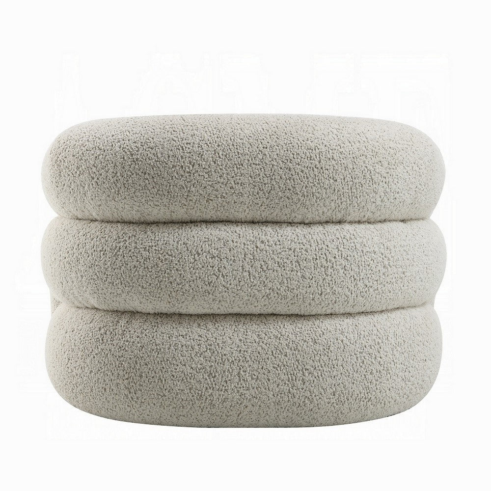 Swivel Accent Chair Cloudlike Curved Design Metal Base Gray Boucle BM324692