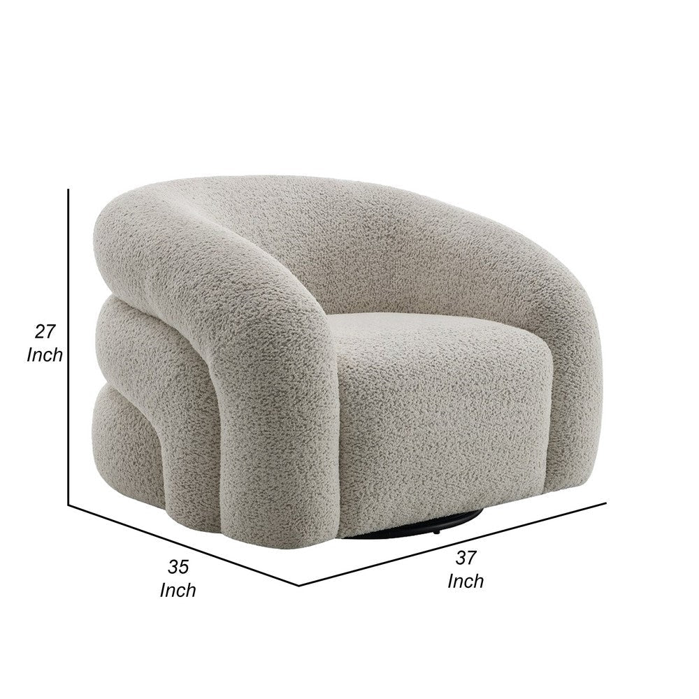 Swivel Accent Chair Cloudlike Curved Design Metal Base Gray Boucle BM324692