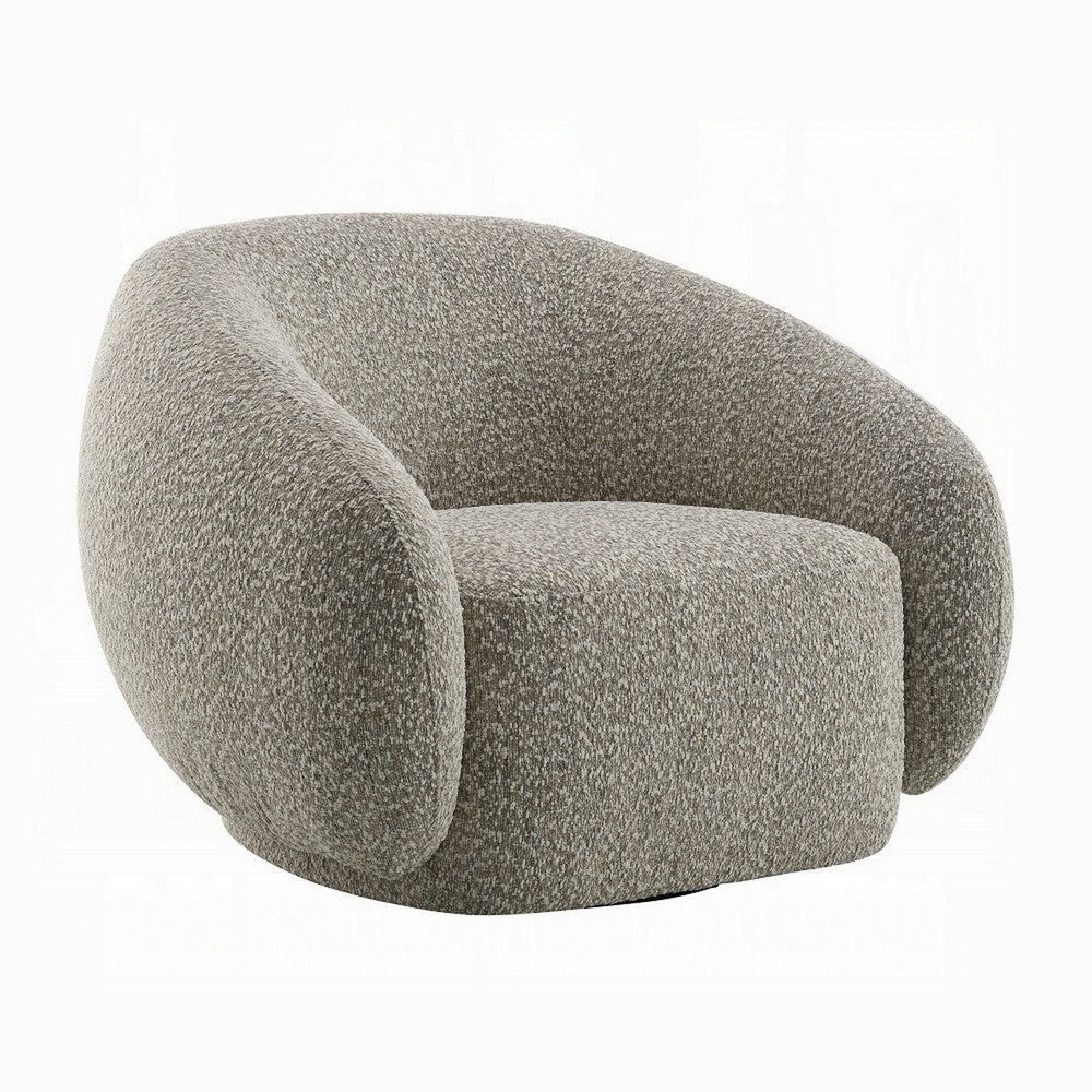 Keanu Swivel Accent Chair Plush Round Cloudlike Design Brown Boucle BM324693