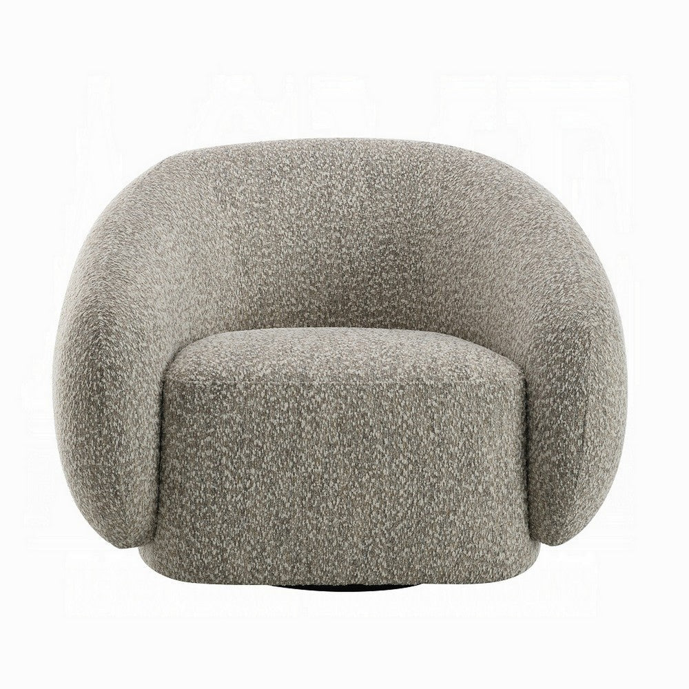 Keanu Swivel Accent Chair Plush Round Cloudlike Design Brown Boucle BM324693