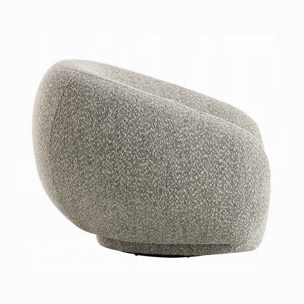 Keanu Swivel Accent Chair Plush Round Cloudlike Design Brown Boucle BM324693