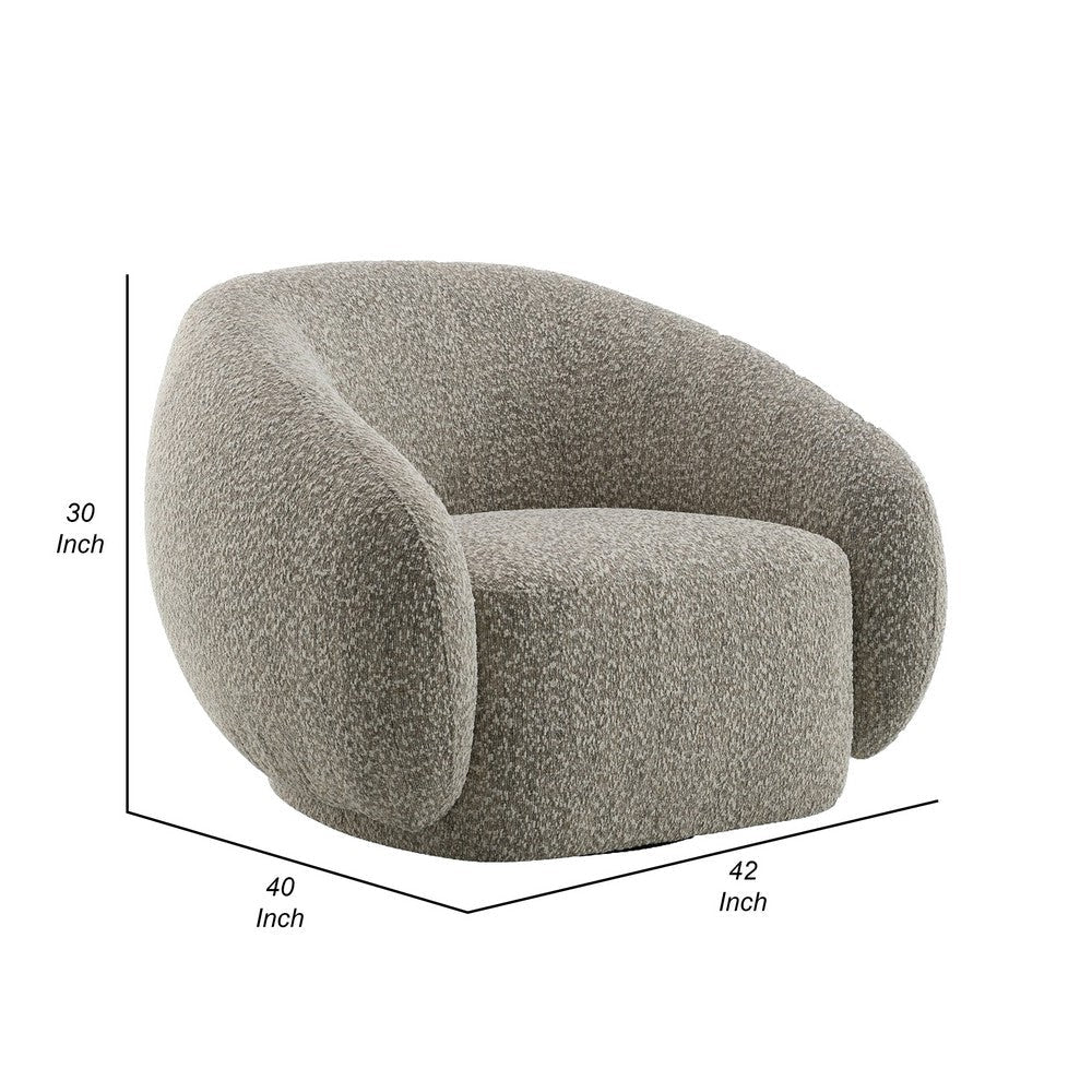 Keanu Swivel Accent Chair Plush Round Cloudlike Design Brown Boucle BM324693