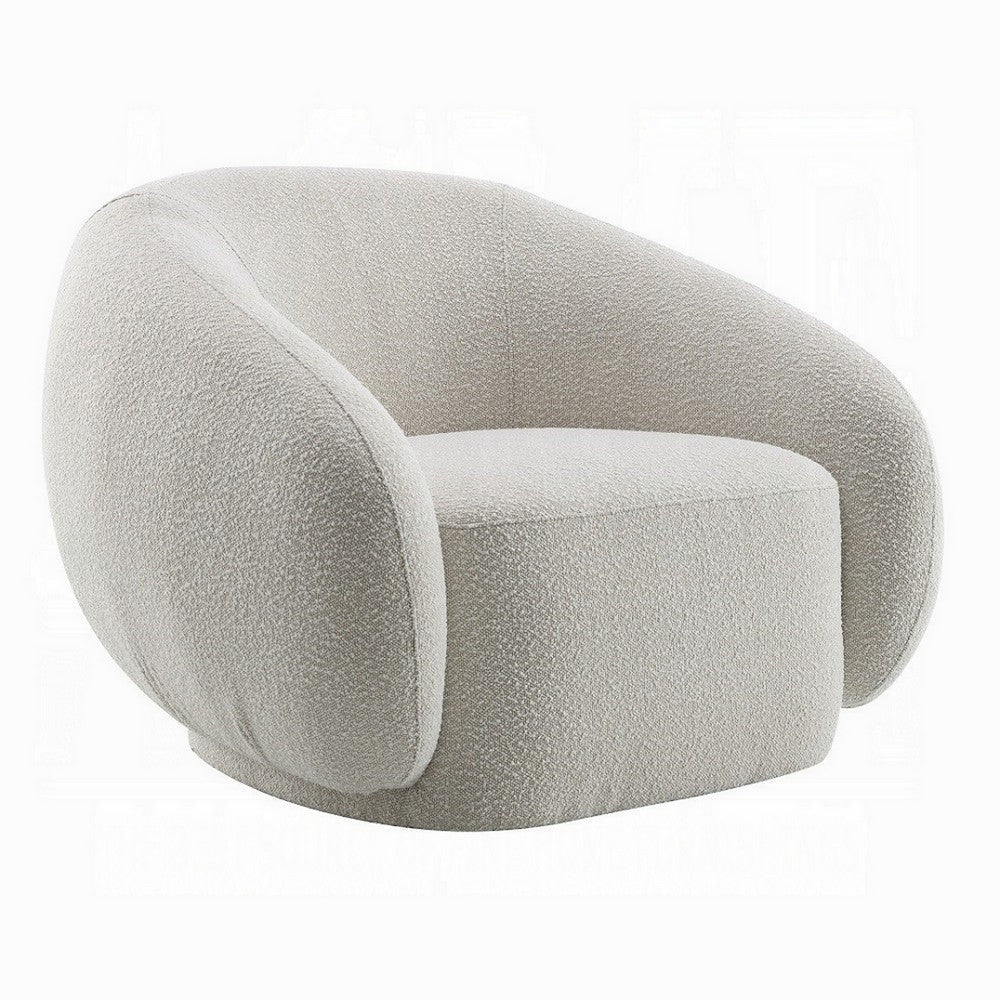 Keanu Swivel Accent Chair Plush Round Cloudlike Design Beige Boucle BM324694