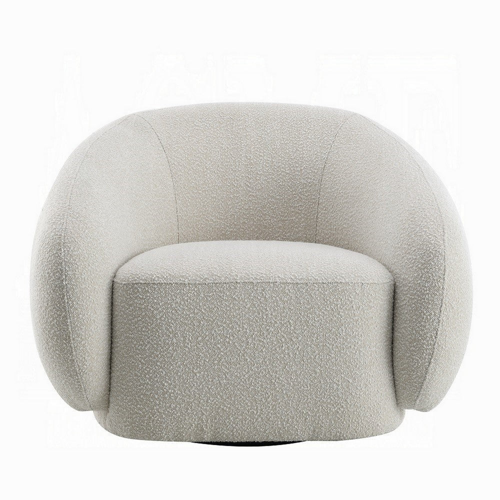 Keanu Swivel Accent Chair Plush Round Cloudlike Design Beige Boucle BM324694