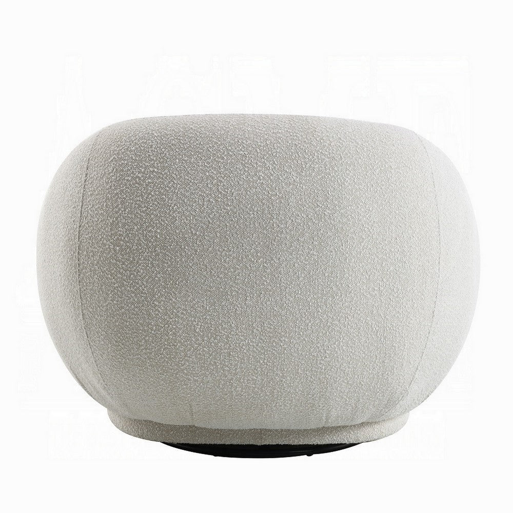Keanu Swivel Accent Chair Plush Round Cloudlike Design Beige Boucle BM324694