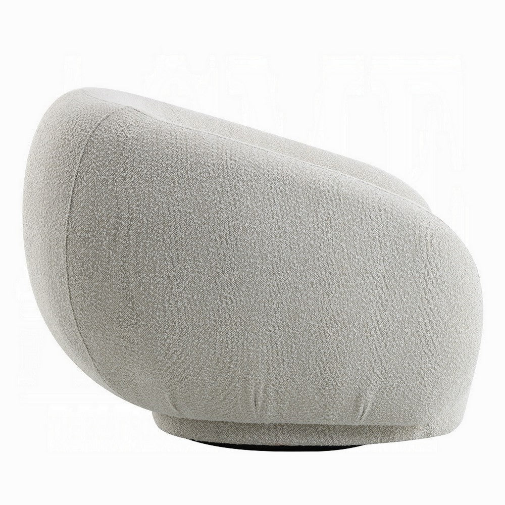 Keanu Swivel Accent Chair Plush Round Cloudlike Design Beige Boucle BM324694