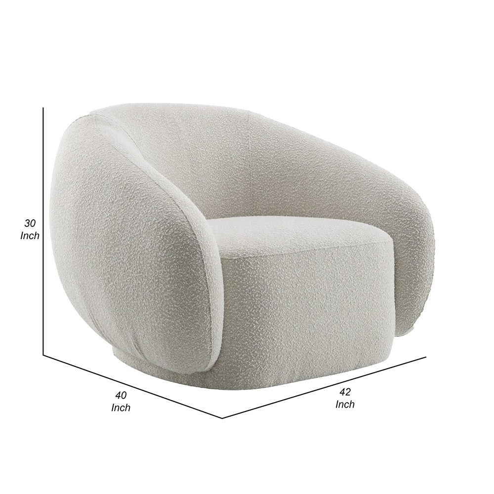 Keanu Swivel Accent Chair Plush Round Cloudlike Design Beige Boucle BM324694