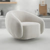 Keanu Swivel Accent Chair, Plush Round Cloudlike Design, Beige Boucle