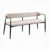 Vonn Dining Bench, Modern 62 Inch Black Metal Frame, Beige Fabric Back