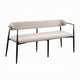 Vonn Dining Bench, Modern 62 Inch Black Metal Frame, Beige Fabric Back