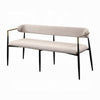 Vonn Dining Bench Modern 62 Inch Black Metal Frame Beige Fabric Back BM324695