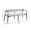 Vonn Dining Bench Modern 62 Inch Black Metal Frame Beige Fabric Back BM324695
