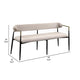 Vonn Dining Bench Modern 62 Inch Black Metal Frame Beige Fabric Back BM324695