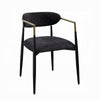 Vonn Dining Side Chair Set of 2, Black Gold Metal, Black Fabric