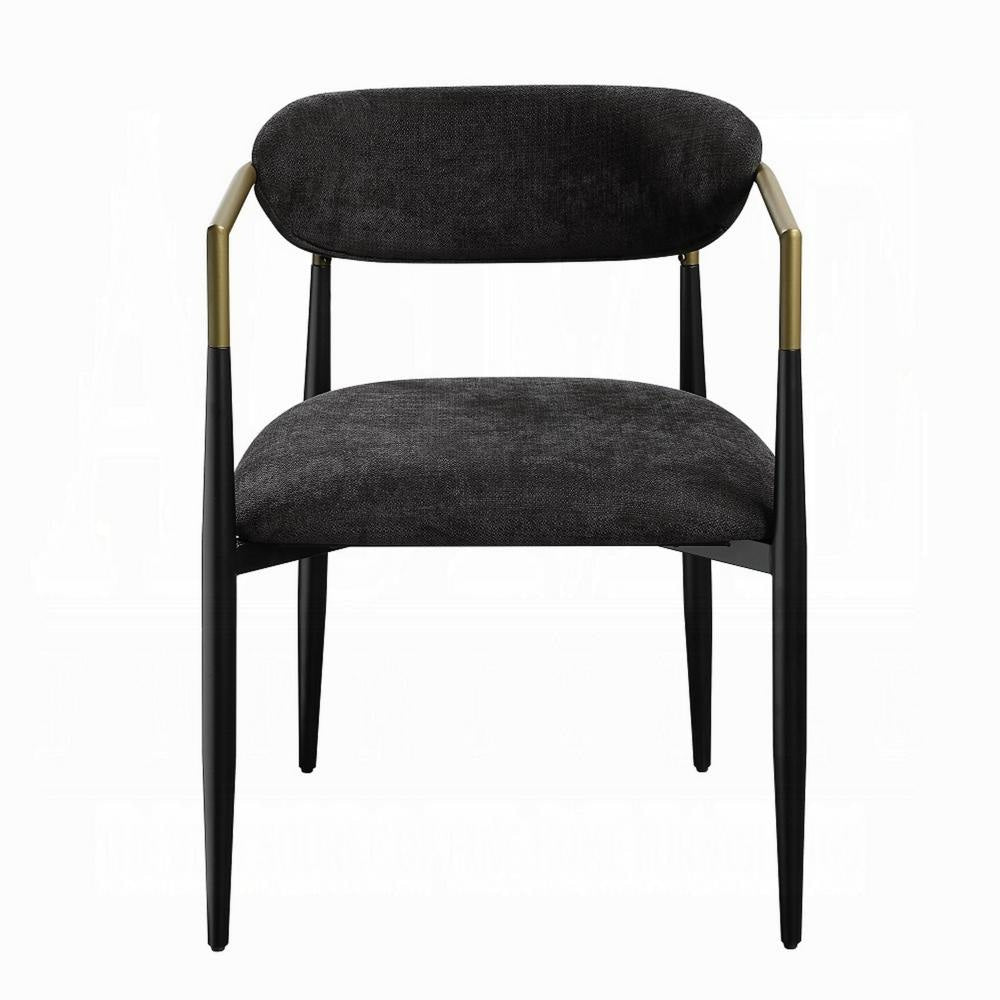 Vonn Dining Side Chair Set of 2 Black Gold Metal Black Fabric BM324698