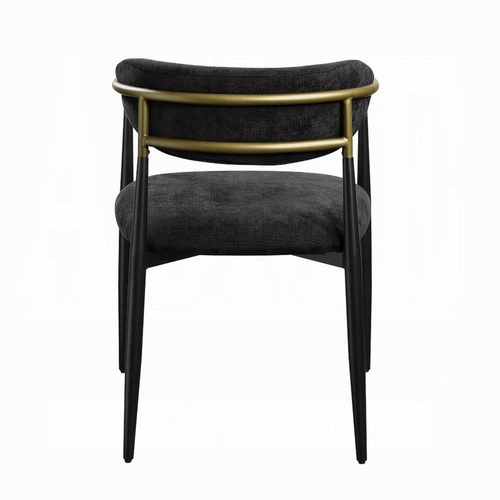 Vonn Dining Side Chair Set of 2 Black Gold Metal Black Fabric BM324698