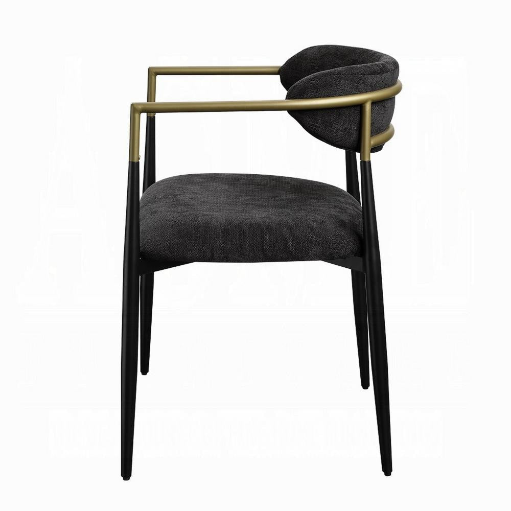 Vonn Dining Side Chair Set of 2 Black Gold Metal Black Fabric BM324698