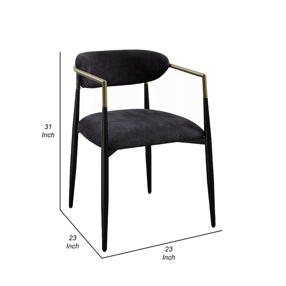 Vonn Dining Side Chair Set of 2 Black Gold Metal Black Fabric BM324698