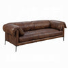 Sofa, Classic 96", Black Metal Legs, Mocha Brown Top Grain Leather