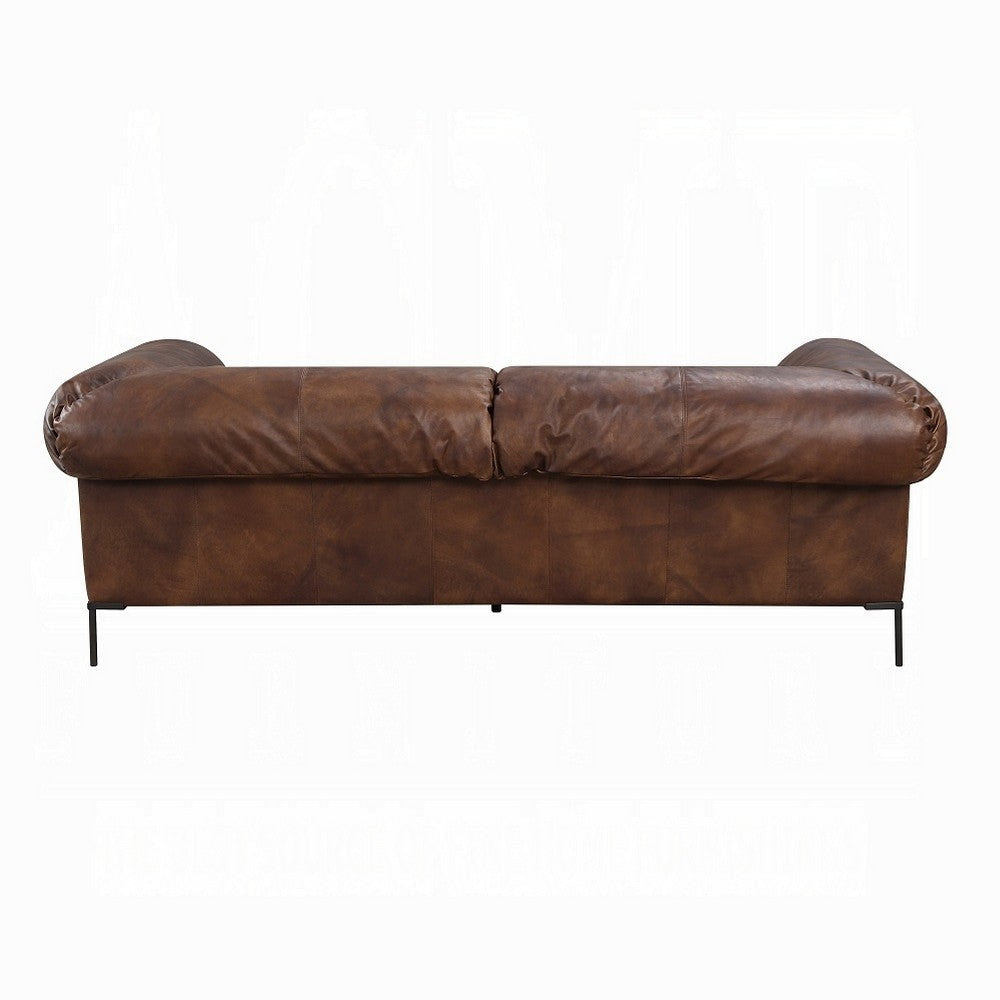 Sofa Classic 96’’ Black Metal Legs Mocha Brown Top Grain Leather BM324699