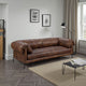 Sofa, Classic 96", Black Metal Legs, Mocha Brown Top Grain Leather
