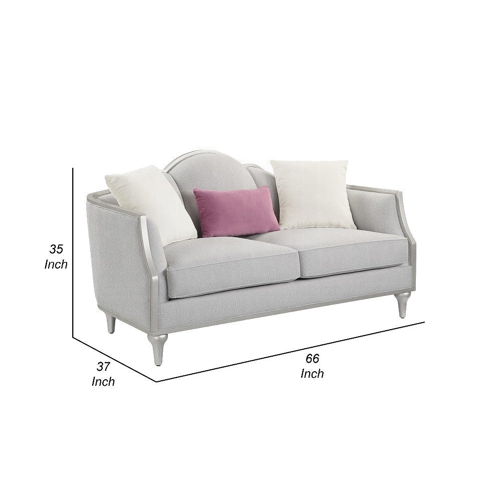 Kyna Loveseat 3 Pillows 66’’ Champagne Wood Frame and Beige Linen BM324700