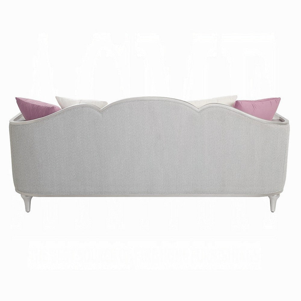 Kyna Sofa with 5 Pillows 94’’ Champagne Wood Trim and Beige Linen BM324701