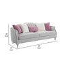 Kyna Sofa with 5 Pillows 94’’ Champagne Wood Trim and Beige Linen BM324701