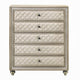 Willa Tall Dresser Chest 5 Drawers Faux Crystal Tufted Beige Velvet BM324703