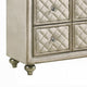Willa Wide Dresser Chest 9 Drawers Faux Crystal Tufted Beige Velvet BM324704