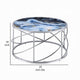 Shira Round Coffee Table 33 Inch Open Chrome Base Blue Faux Marble BM324706