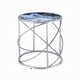Shira Round Side End Table 22 Inch Open Chrome Base Blue Faux Marble BM324707
