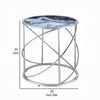 Shira Round Side End Table 22 Inch Open Chrome Base Blue Faux Marble BM324707
